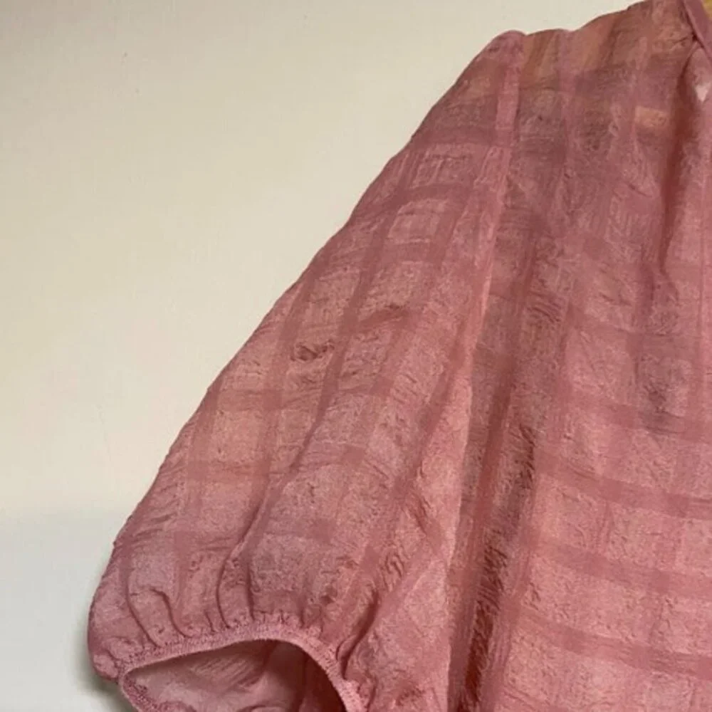 Caslon Pink Check Dusty Rose Textured Midi Dress - Size S - Picture 5 of 9